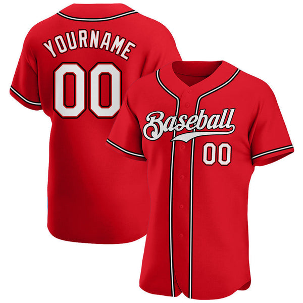 Men's Custom Red White Authentic Baseball Jersey