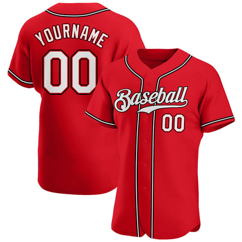 Men's Custom Red White Authentic Baseball Jersey