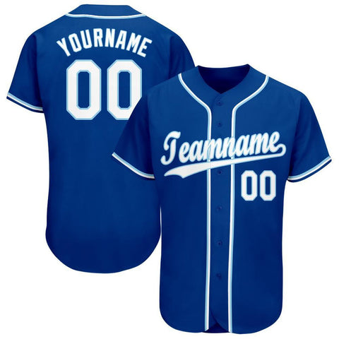 Men's Custom Royal White Authentic Baseball Jersey