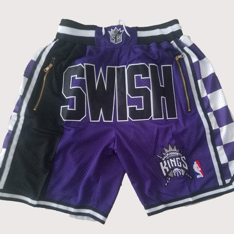 Sacramento Kings Large embroidery logo purple SWISH shorts