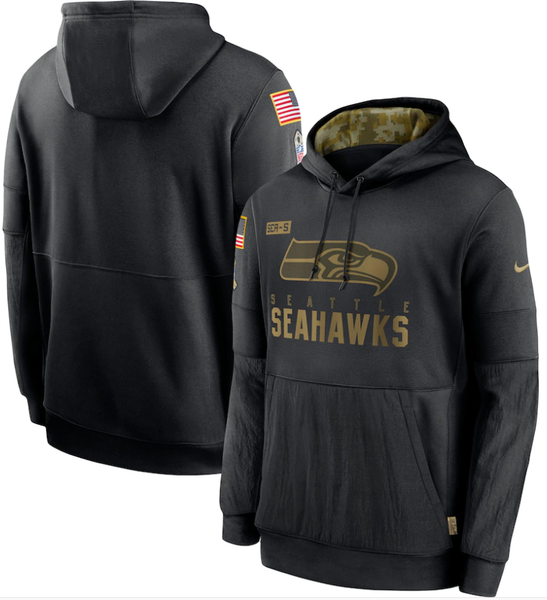 Men's Seattle Seahawks Black Hoodie Salute to Service Sideline Performance