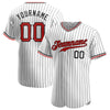 Men's Custom White Black Pinstripe Red Authentic Baseball Jersey