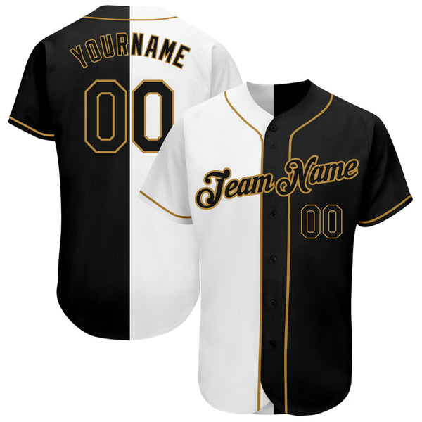 Men's Custom White Black Split Authentic Baseball Jersey