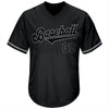 Custom Black Black-Gray Authentic Throwback Rib-Knit Baseball Jersey Shirt