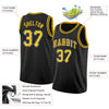 Custom NBA Black Gold-White Round Neck Rib-Knit Basketball Jersey