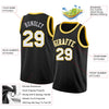 Custom NBA Black White-Gold Round Neck Rib-Knit Basketball Jersey