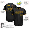 Custom Black Black-Gold Authentic Baseball Jersey