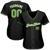 Custom Black Neon Green-White Authentic Baseball Jersey