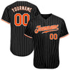 Custom Black White Pinstripe Orange-White Authentic Baseball Jersey