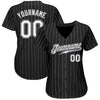 Custom Black White Pinstripe White-Gray Authentic Baseball Jersey