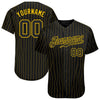 Custom Black Gold Pinstripe Black-Gold Authentic Baseball Jersey