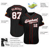 Custom Black Gray Pinstripe White-Red Authentic Baseball Jersey