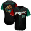 Custom Black Kelly Green-Red Authentic Mexico Two Tone Baseball Jersey