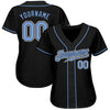 Custom Black Light Blue-White Authentic Baseball Jersey