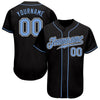 Custom Black Light Blue-White Authentic Baseball Jersey