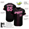 Custom Black Pink-White Authentic Baseball Jersey