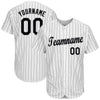 Custom White Black Pinstripe Black-Gray Baseball Jersey