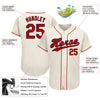 Custom Cream Red-Navy Authentic Baseball Jersey