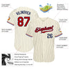 Custom Cream Navy Pinstripe Navy-Red Authentic Baseball Jersey