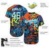 Custom Graffiti Geometric Pattern White-Aqua 3D Authentic Baseball Jersey