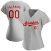 Custom Gray Red-White Authentic Baseball Jersey