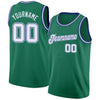 Custom NBA Kelly Green White-Royal Round Neck Rib-Knit Basketball Jersey