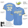 Custom Light Blue White Pinstripe White-Gold Authentic Baseball Jersey