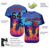 Custom Light Blue Navy-Orange 3D Pattern Design Palm Trees Authentic Baseball Jersey