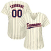 Custom Cream Navy Pinstripe Navy-Red Baseball Jersey