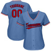 Custom Light Blue Red-Navy Baseball Jersey