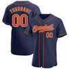 Custom Navy Orange-White Authentic Baseball Jersey