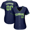 Custom Navy Neon Green-White Authentic Baseball Jersey