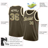 Custom NBA Olive Camo-Cream Round Neck Rib-Knit Salute To Service Basketball Jersey