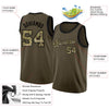 Custom NBA Olive Camo-Black Round Neck Rib-Knit Salute To Service Basketball Jersey