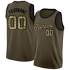 Custom NBA Olive Camo-Black Round Neck Rib-Knit Salute To Service Basketball Jersey