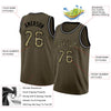 Custom NBA Olive Camo-Black Round Neck Rib-Knit Salute To Service Basketball Jersey