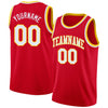 Custom NBA Red White-Gold Round Neck Rib-Knit Basketball Jersey