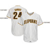 Custom White Brown Pinstripe Brown-Gold Baseball Jersey