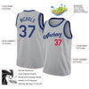Custom NBA Silver Gray Royal-Red Round Neck Rib-Knit Basketball Jersey