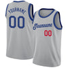 Custom NBA Silver Gray Royal-Red Round Neck Rib-Knit Basketball Jersey