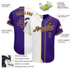 Custom White Purple-Gold Authentic Split Fashion Baseball Jersey