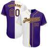 Custom White Purple-Gold Authentic Split Fashion Baseball Jersey