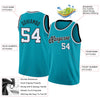 Custom NBA Teal White-Black Round Neck Rib-Knit Basketball Jersey