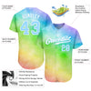 Custom Tie Dye Light Blue-White 3D Rainbow Authentic Baseball Jersey