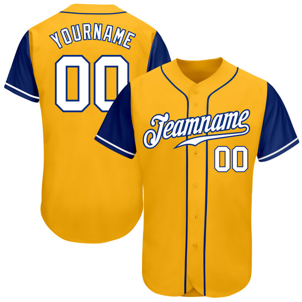 Custom Gold White-Royal Authentic Two Tone Baseball Jersey