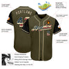 Custom Olive Vintage USA Flag-Black Authentic Two Tone Salute To Service Baseball Jersey