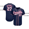 Custom Navy White-Red Baseball Jersey