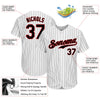 Custom White Black Pinstripe Black-Red Authentic Baseball Jersey