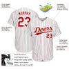 Custom White Red Pinstripe Red-White Authentic Baseball Jersey