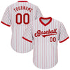 Custom White Red Pinstripe Red-White Authentic Throwback Rib-Knit Baseball Jersey Shirt